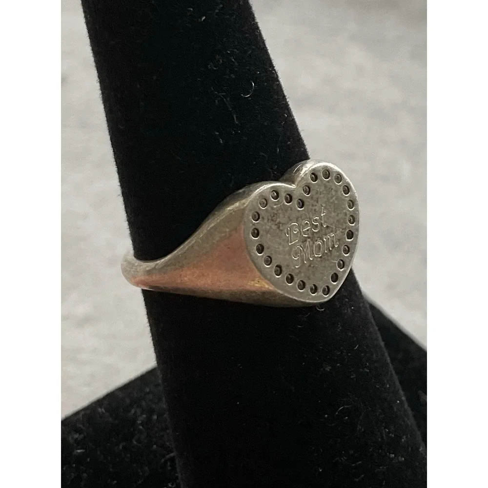 ALE 925 Pandora Sterling Silver Ring Size 6 Heart Engraved Best Mom